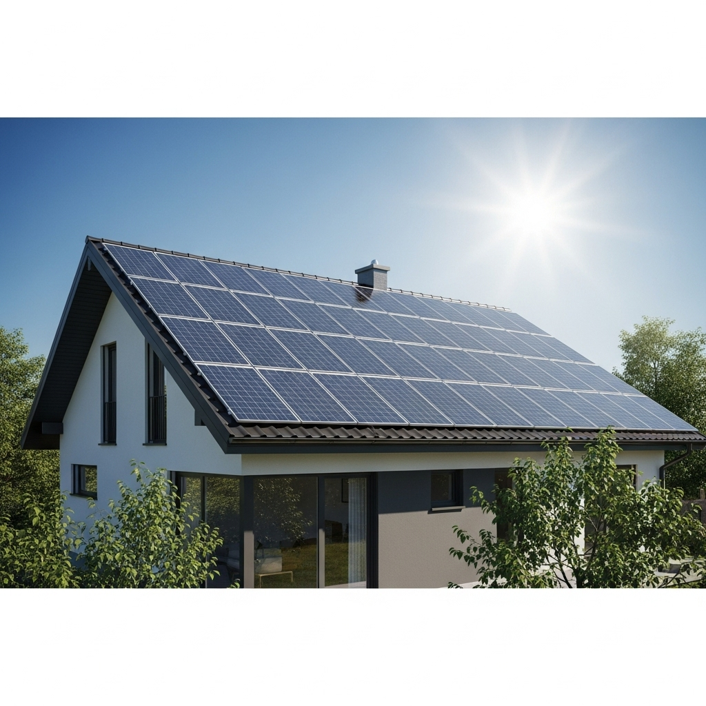 Maison équipée de panneaux solaires monocristallins à Saint-Paul